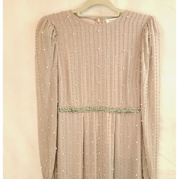 New MAC DUGGAL (93622) Vintage Lilac Beaded Long Sleeve Embellished Dress (18) - Picture 3 of 14